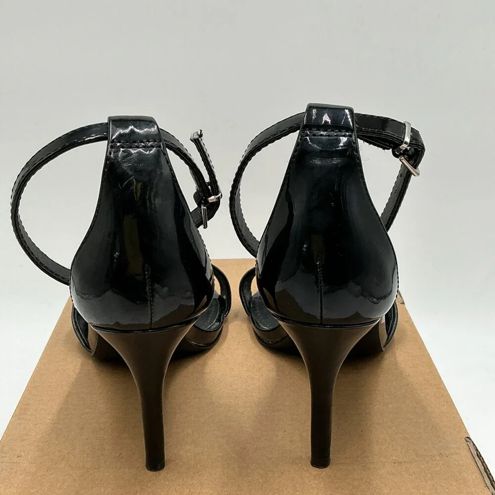 Steve Madden Fantasie Sandals Womens US 8.5 Black Leather Stiletto Heel Ebay4853
